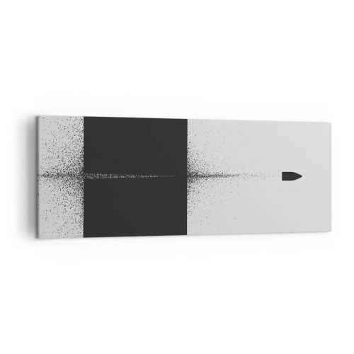 Bild auf Leinwand - Leinwandbild - Ein symbolisches Projektil im minimalistischen, abstrakten Stil. - 140x50cm - Direkt zum Ziel - Moderne Wanddekoration für Wohnzimmer und Schlafzimmer ARTTOR