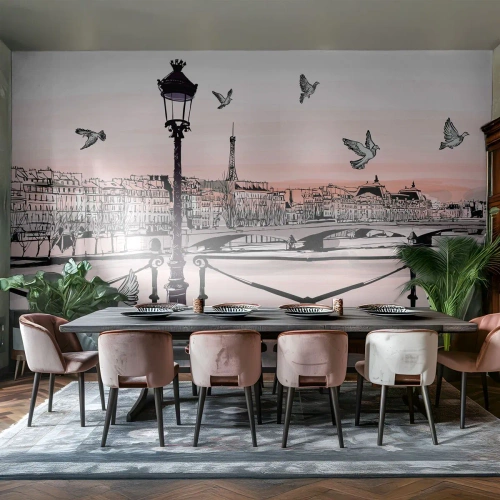 Maßgeschneiderte Fototapete Premium Sand - Über den Dächern von Paris - Die Architektur, Stadt, Paris