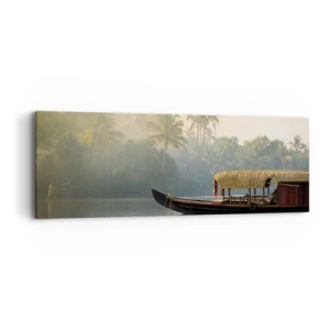 Bild auf Leinwand - Leinwandbild - Haus am Fluss - 90x30 cm