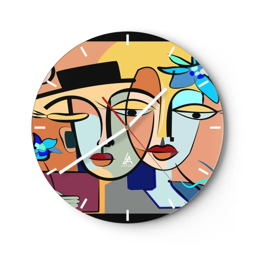 Wanduhr - Glasuhr - Picassos randez vous - 40x40 cm