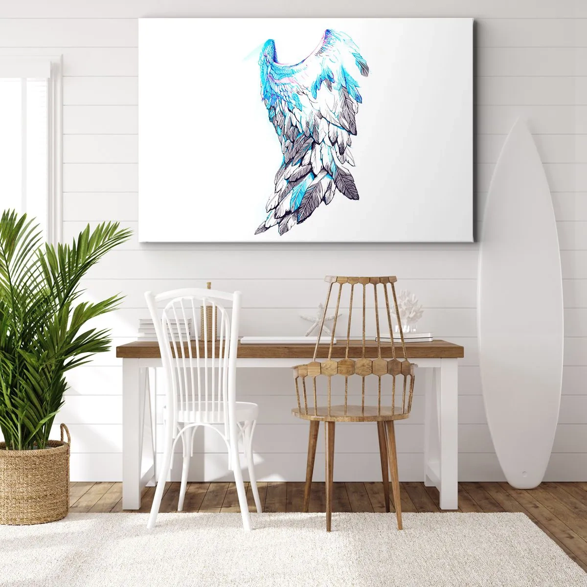 Bild auf Leinwand - Leinwandbild - Zarte Engelsflügel in Pastelltönen - 100x70cm - Ich brauche Flügel - Moderne Wanddekoration für Wohnzimmer und Schlafzimmer ARTTOR