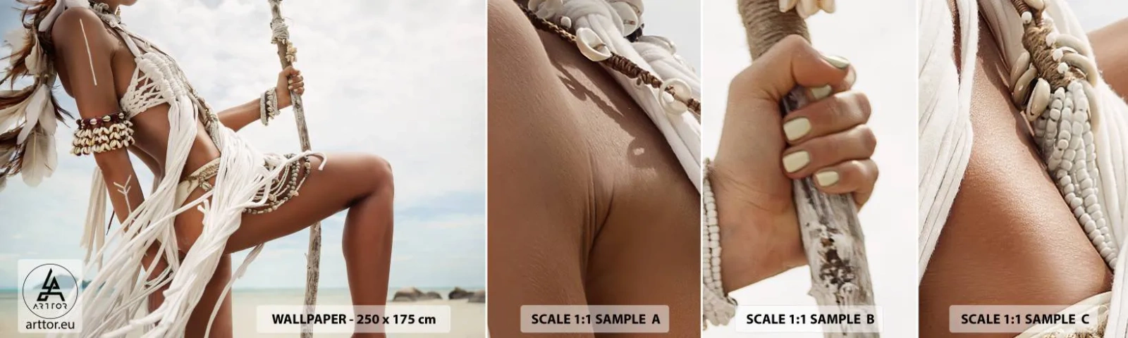 Fototapeten Muster Selbstklebend Deluxe Sticker - Eine Priesterin der Sonne - Frau, Boho, Jahrgang - 100x30 cm