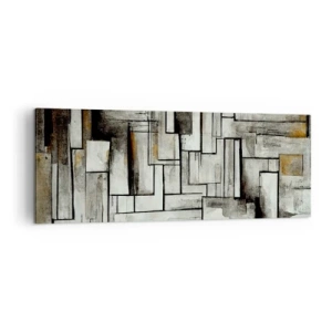 Bild auf Leinwand - Leinwandbild - Abstrakte Rechtecke in Grau- und Schwarztönen - 140x50cm - Kraft der Einfachheit - Moderne Wanddekoration für Wohnzimmer und Schlafzimmer ARTTOR