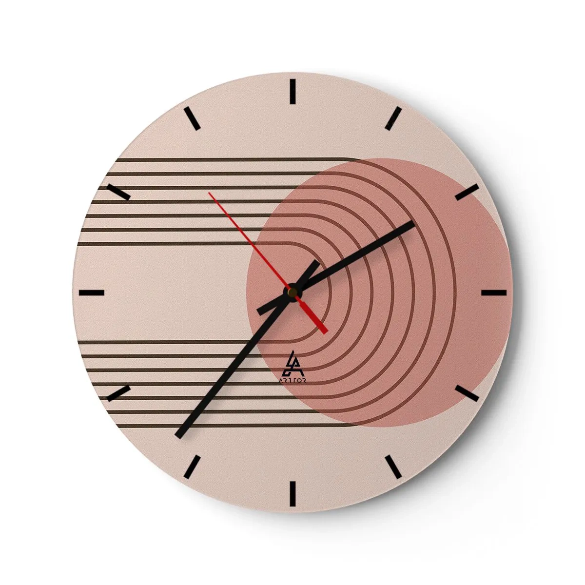 Wanduhr - Glasuhr - Eine minimalistische geometrische Komposition in warmen Farben - 30x30cm - Unwiderstehliche Anziehungskraft - Moderne Wanddekoration für Wohnzimmer, Küche und Schlafzimmer ARTTOR