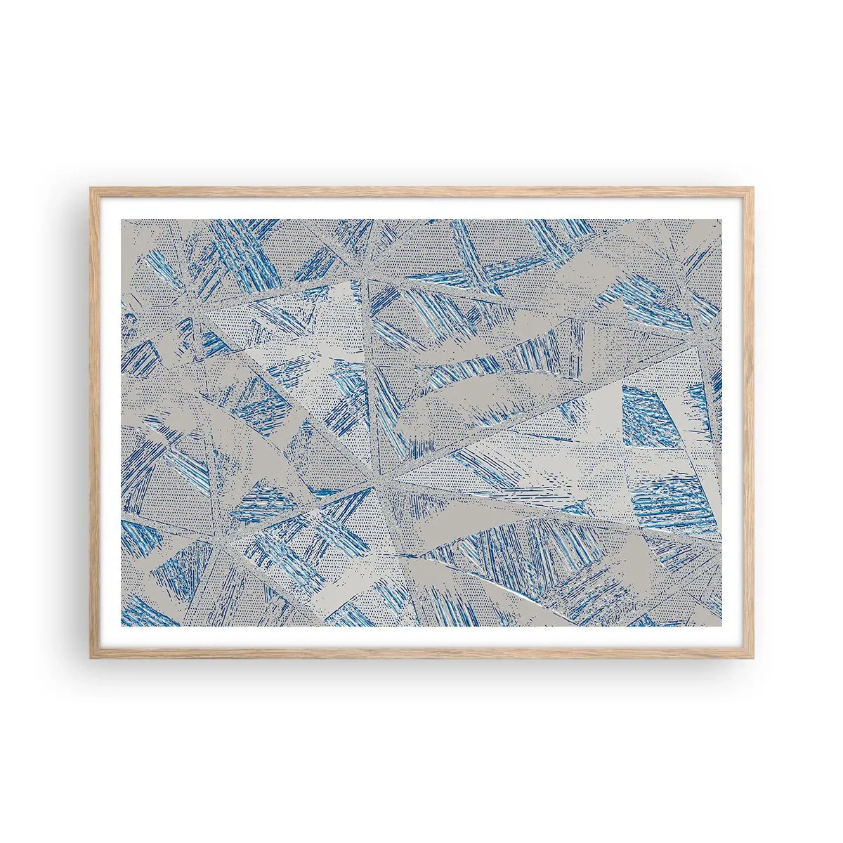 Poster in einem Rahmen aus heller Eiche - In einem blaugrauen Labyrinth - 100x70 cm