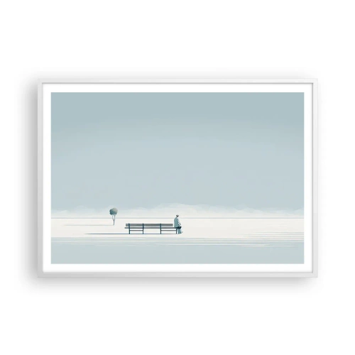 Poster in einem weißen Rahmen - Ja, ich warte. - 100x70 cm