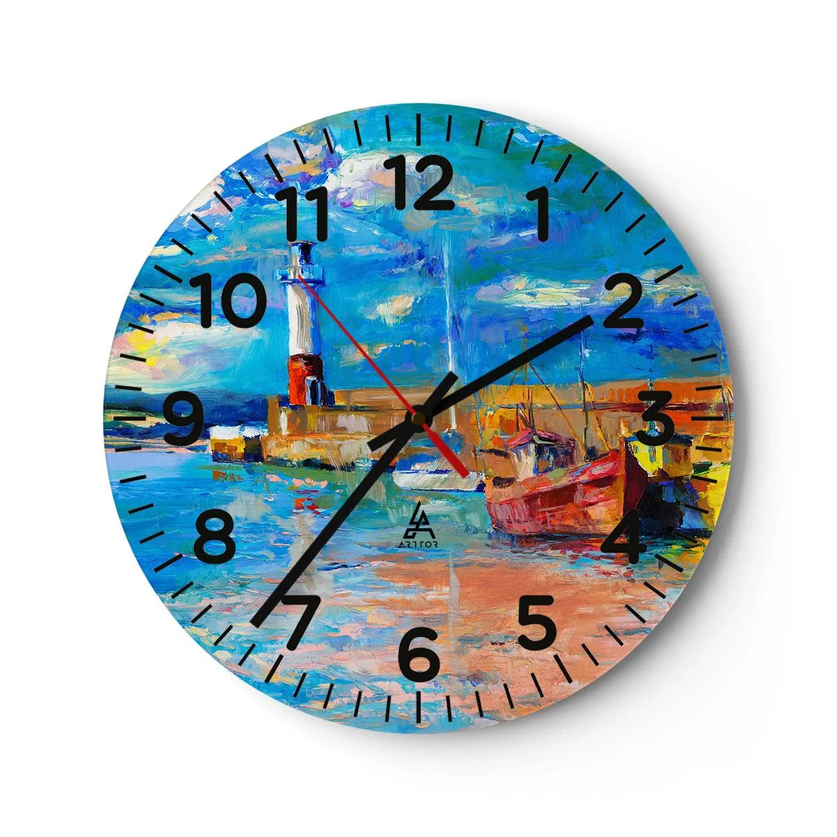 Wanduhr - Glasuhr - Ein Nachmittag in der Regenbogenbucht - 30x30 cm