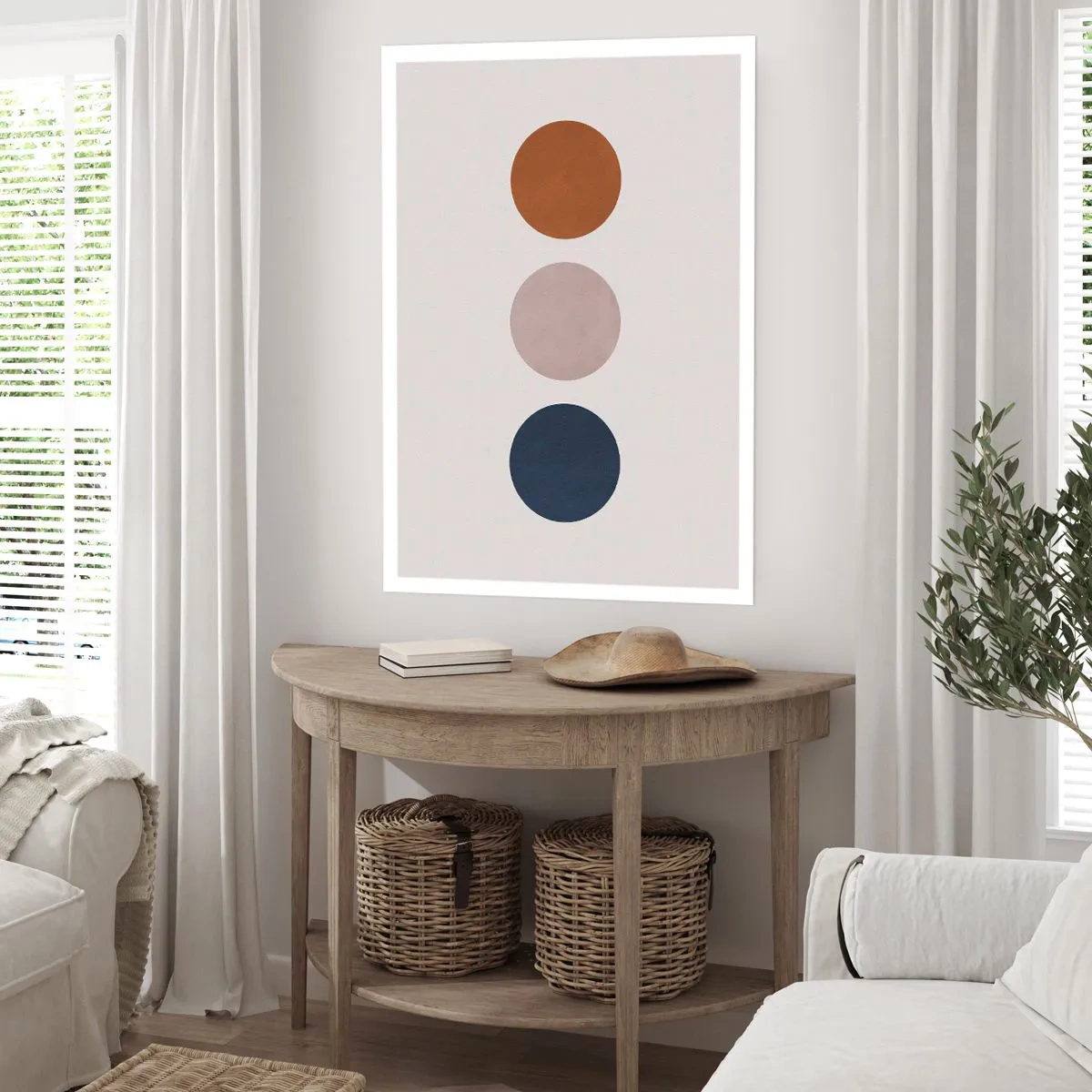 Poster - Minimalistische Kreise in warmen Farbtönen auf hellem Hintergrund - 50x70cm - Ein Symbol für Exzellenz - Moderne Wanddekoration für Wohnzimmer und Schlafzimmer ARTTOR