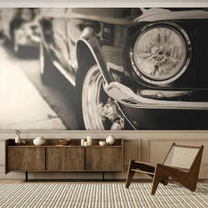 Fototapete Standard Eco - Ein Oldtimer in Schwarz und Weiß - 100x70cm - Dauerhafter Glanz - Moderne Wanddekoration für Wohnzimmer und Schlafzimmer ARTTOR