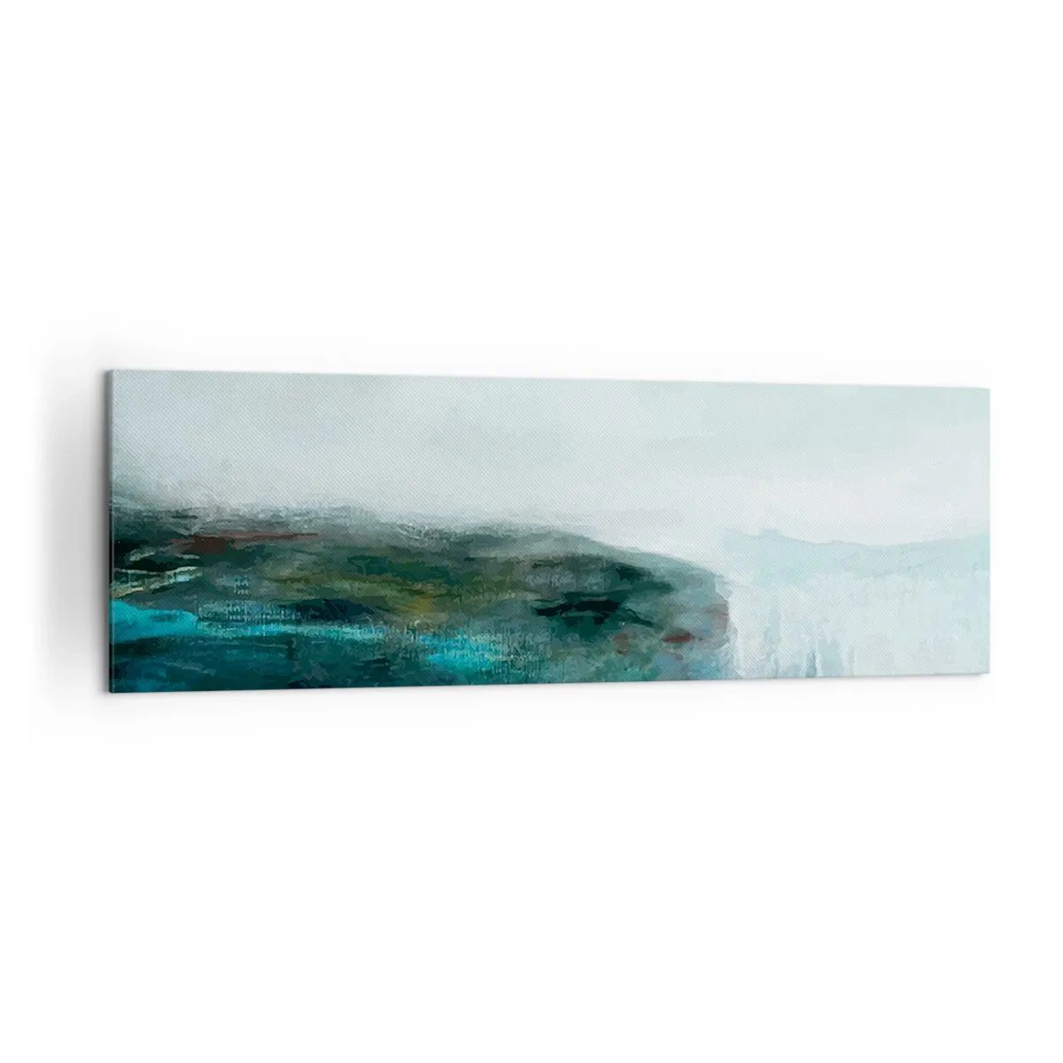Bild auf Leinwand - Leinwandbild - Abstrakte Landschaft in Türkis- und Grautönen - 160x50cm - Nautische Abstraktion - Moderne Wanddekoration für Wohnzimmer und Schlafzimmer ARTTOR