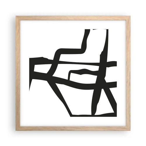 Poster in einem Rahmen aus heller Eiche - Schwarz-Weiß-Design - 40x40 cm