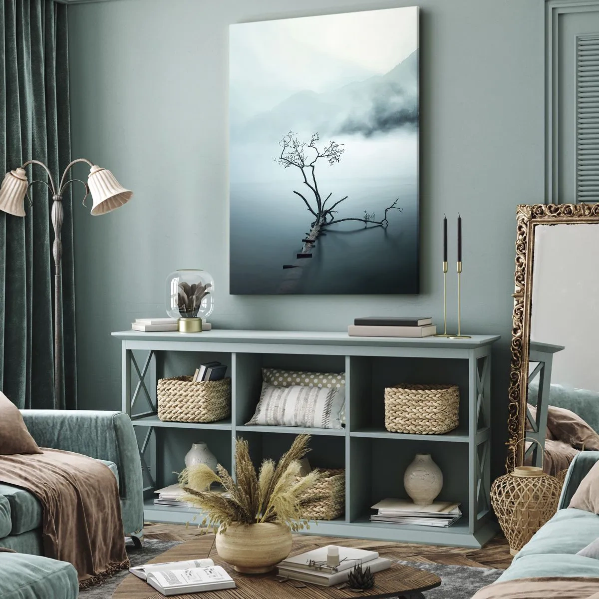 Bild auf Leinwand - Leinwandbild - Aus Wasser und Nebel - 45x80 cm