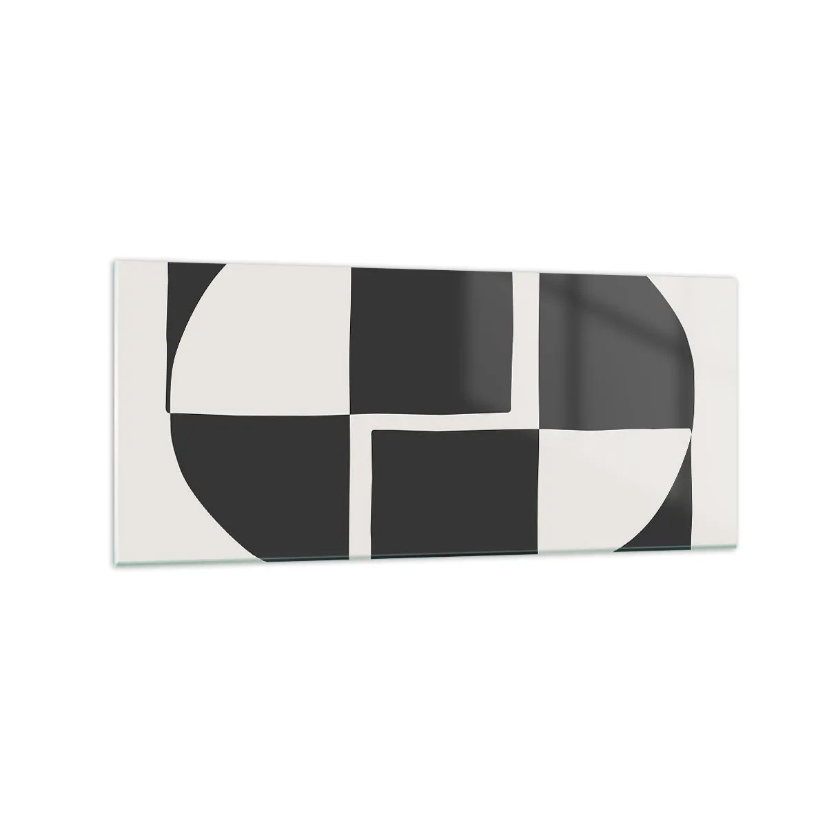 Glasbild - Bild auf glas - Abstrakte geometrische Formen in Schwarz und Weiß - 120x50cm - Antithese - Synthese - Moderne Wanddekoration für Wohnzimmer und Schlafzimmer ARTTOR