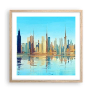 Poster in einem Rahmen aus heller Eiche - Sonnige Metropole - 50x50 cm