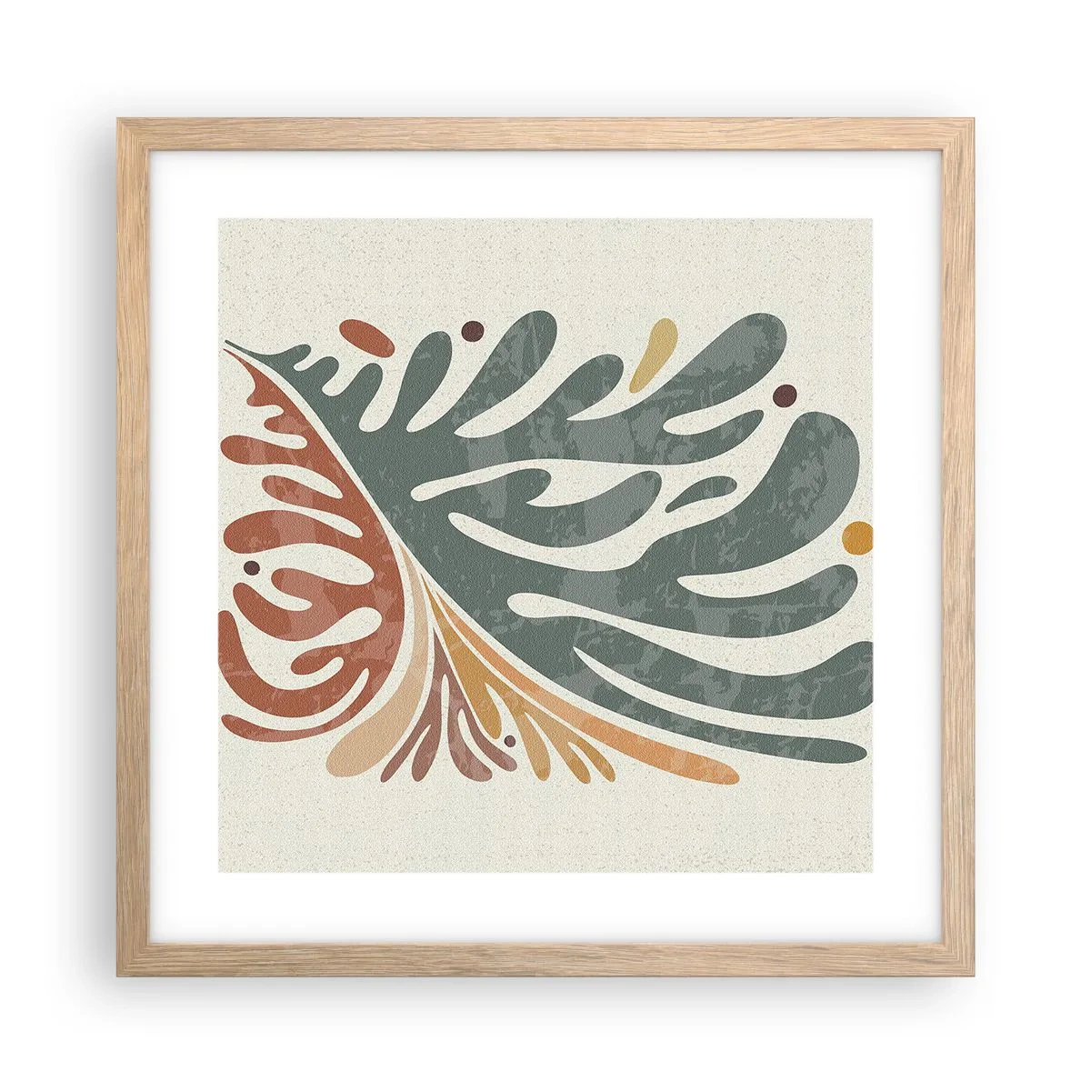 Poster in einem Rahmen aus heller Eiche - Mehrfarbiges Blatt - 40x40 cm