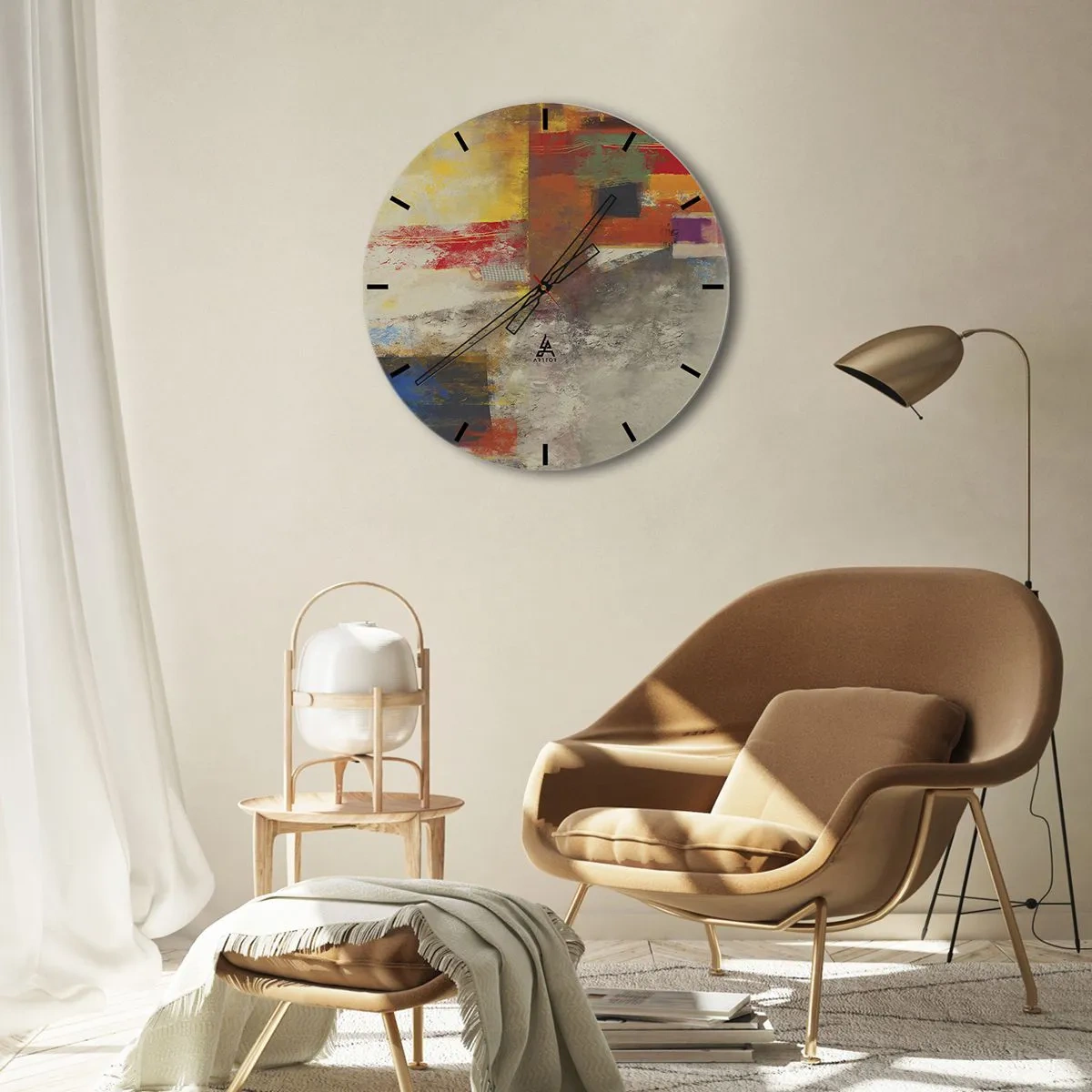 Wanduhr - Glasuhr - Geometrie der Farben - 40x40 cm