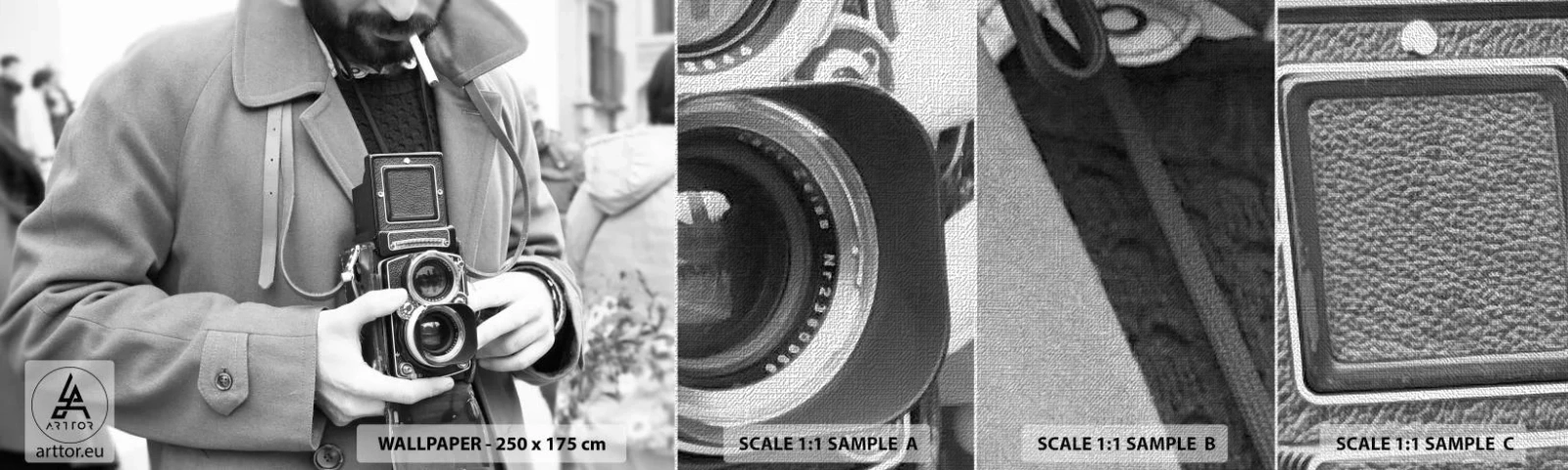 Fototapeten Muster Premium Canvas - Retro-Stil - Kamera, Jahrgang, Kamera - 100x30 cm