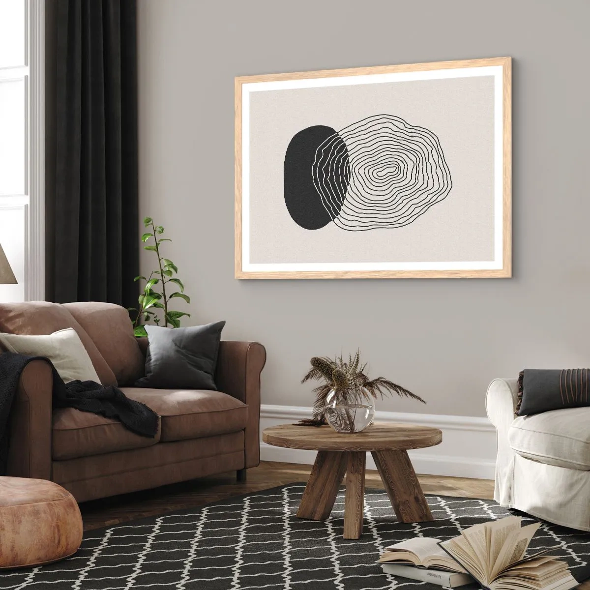 Poster in einem Rahmen aus heller Eiche - Dauer und Schwingung - 100x70 cm