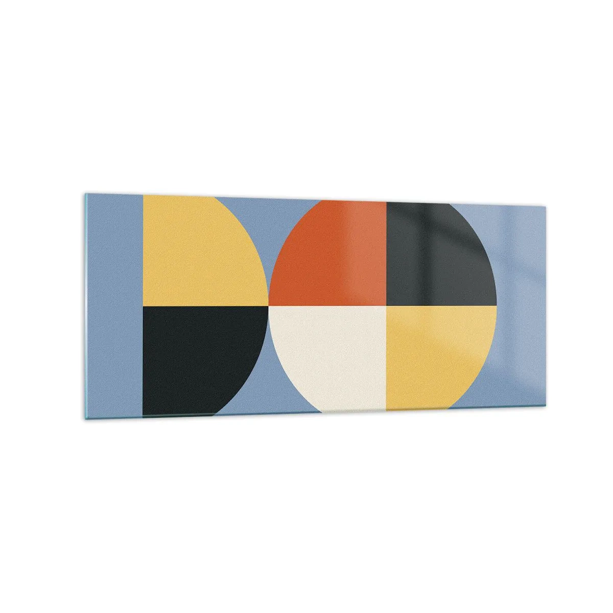 Glasbild - Bild auf glas - Geometrische Kreise auf blauem Hintergrund - 120x50cm - Beobachte und zähle - Moderne Wanddekoration für Wohnzimmer und Schlafzimmer ARTTOR