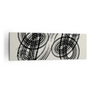 Bild auf Leinwand - Leinwandbild - Abstrakte schwarze Linien auf hellem Hintergrund im Avantgarde-Stil. - 160x50cm - Es kam spontan heraus - Moderne Wanddekoration für Wohnzimmer und Schlafzimmer ARTTOR