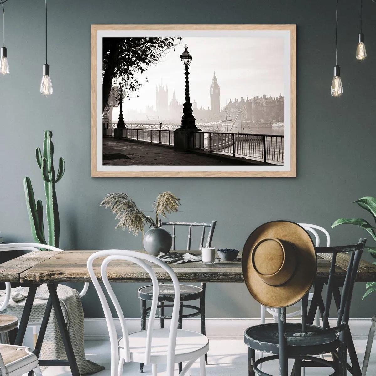 Poster in einem Rahmen aus heller Eiche - Londoner Morgen - 70x50 cm