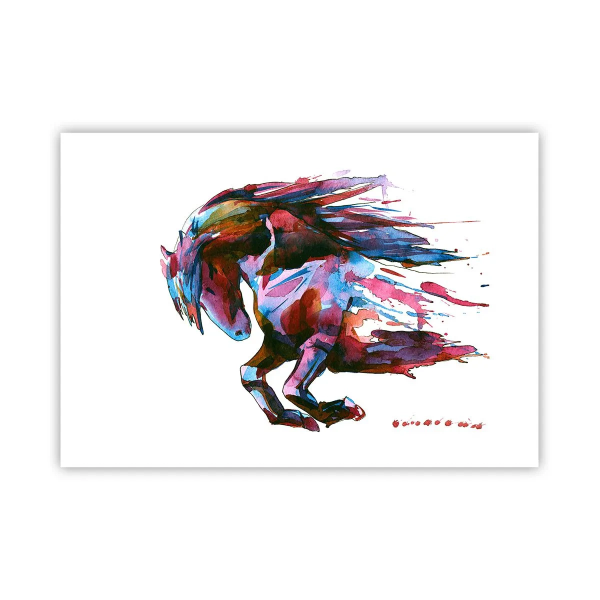Poster - Ein Pferd in dynamischen abstrakten Farben symbolisiert Freiheit - 100x70cm - In Verzückung - Moderne Wanddekoration für Wohnzimmer und Schlafzimmer ARTTOR