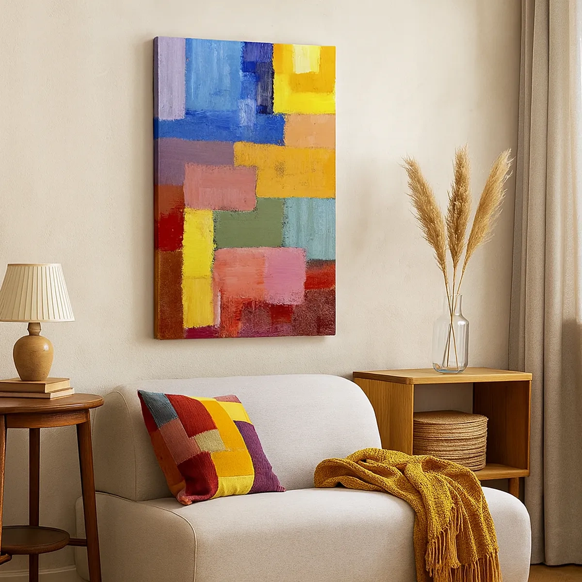 Bild auf Leinwand - Leinwandbild - Bunte abstrakte Rechtecke in verschiedenen Farbtönen - 50x70cm - Jeder ist anders, alle bunt - Moderne Wanddekoration für Wohnzimmer und Schlafzimmer ARTTOR