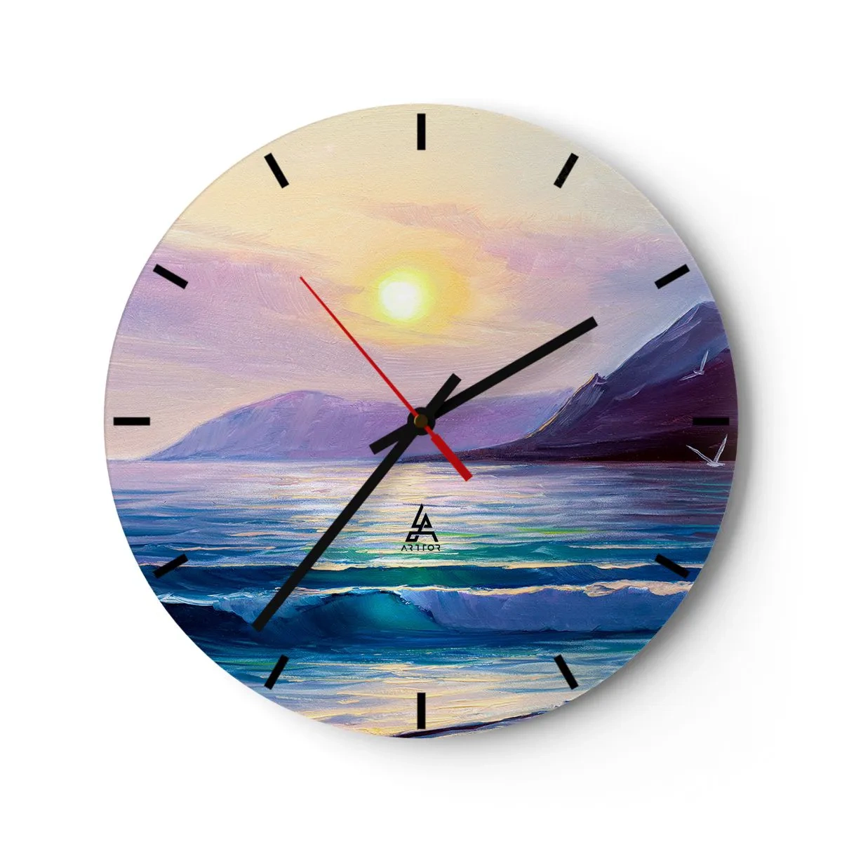 Wanduhr - Glasuhr - Wasser- und Luftkristall - 40x40 cm