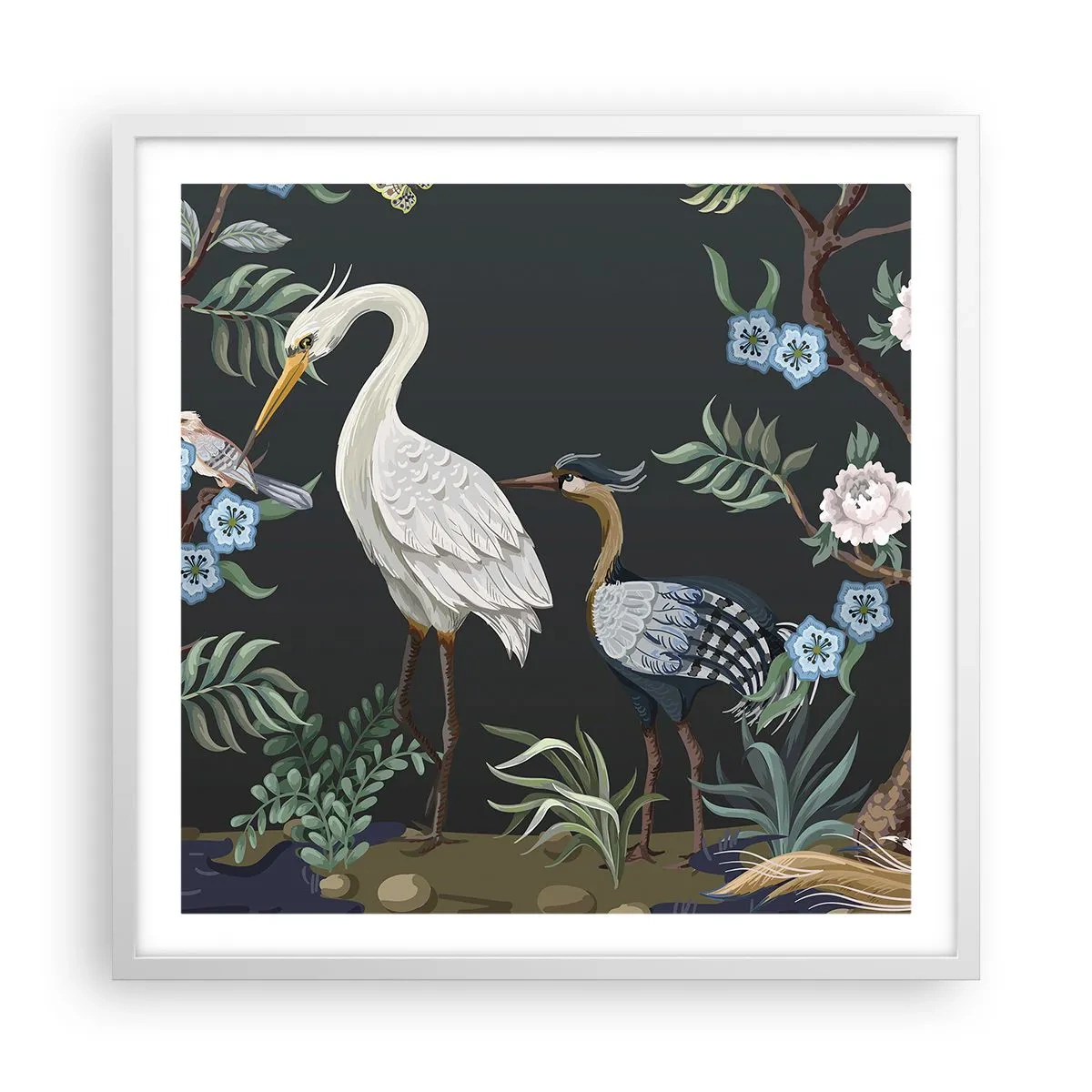 Poster in einem weißen Rahmen - Vogelparade - 60x60 cm