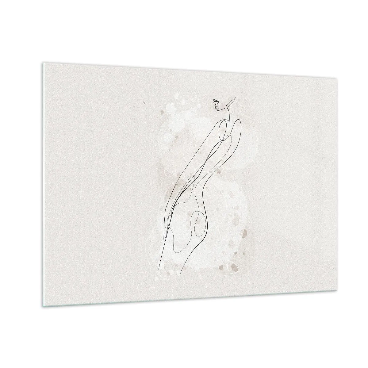 Glasbild - Bild auf glas - Konturierte Silhouette einer Frau in Beigetönen - 100x70cm - Der Blick schweift - Moderne Wanddekoration für Wohnzimmer und Schlafzimmer ARTTOR