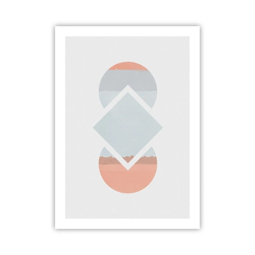 Poster - Eine abstrakte Komposition aus geometrischen Formen und Pastellfarben. - 50x70cm - Die Situation ist klar - Moderne Wanddekoration für Wohnzimmer und Schlafzimmer ARTTOR