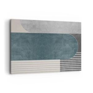 Bild auf Leinwand - Leinwandbild - Geometrische Abstraktion in Grau- und Grüntönen - 100x70cm - Komposition auf der Ebene - Moderne Wanddekoration für Wohnzimmer und Schlafzimmer ARTTOR