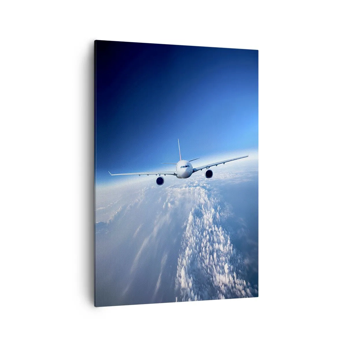 Bild auf Leinwand - Leinwandbild - Ein Flugzeug fliegt über den Wolken vor blauem Himmel - 70x100cm - Ich fliege, weil ich es kann - Moderne Wanddekoration für Wohnzimmer und Schlafzimmer ARTTOR