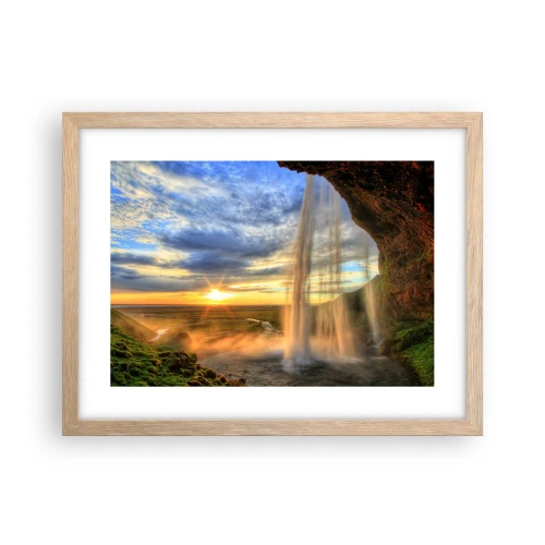 Poster in einem Rahmen aus heller Eiche - Die Welt hinter einem Schleier aus Tropfen - 40x30 cm