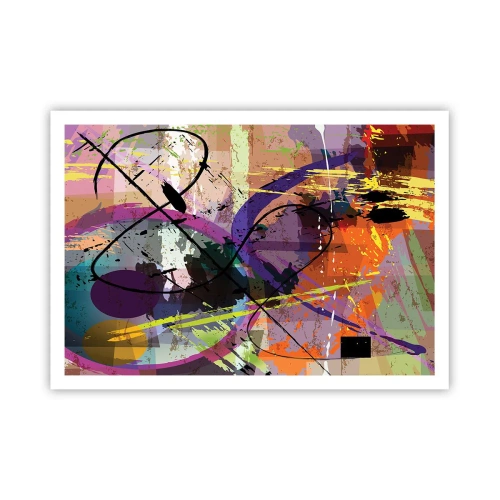 Poster - Ein farbenfrohes abstraktes Muster mit dynamischen Linien und Formen. - 100x70cm - Du kannst geradeaus oder umhergehen - Moderne Wanddekoration für Wohnzimmer und Schlafzimmer ARTTOR