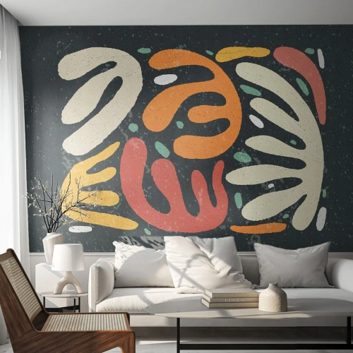 Fototapete Standard Eco - Abstrakte Komposition in warmen Farben - 100x70cm - Komposition – Ich erwische dich gleich - Moderne Wanddekoration für Wohnzimmer und Schlafzimmer ARTTOR