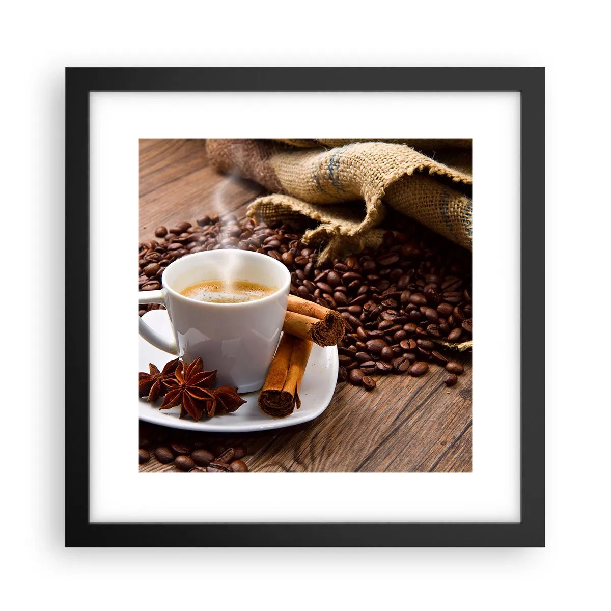 Poster in einem schwarzem Rahmen - Würziger Geschmack und Aroma - 30x30 cm