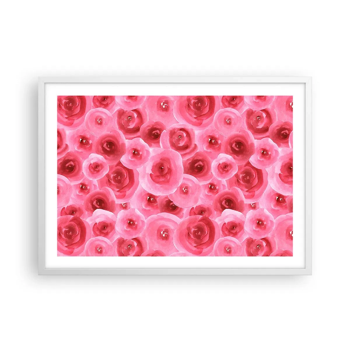 Poster in einem weißen Rahmen - Oben und unten Rosen - 70x50 cm