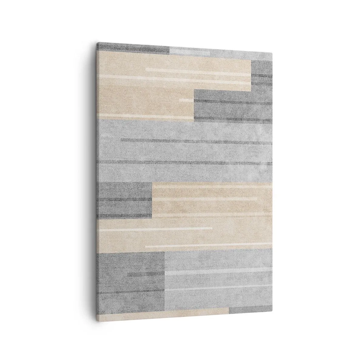 Bild auf Leinwand - Leinwandbild - Geometrische Komposition in Grau- und Beigetönen - 50x70cm - Komposition: Vertikal halten - Moderne Wanddekoration für Wohnzimmer und Schlafzimmer ARTTOR