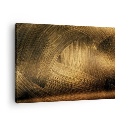 Bild auf Leinwand - Leinwandbild - Goldene abstrakte Pinselstriche - 70x50cm - In einem goldenen Labyrinth - Moderne Wanddekoration für Wohnzimmer und Schlafzimmer ARTTOR
