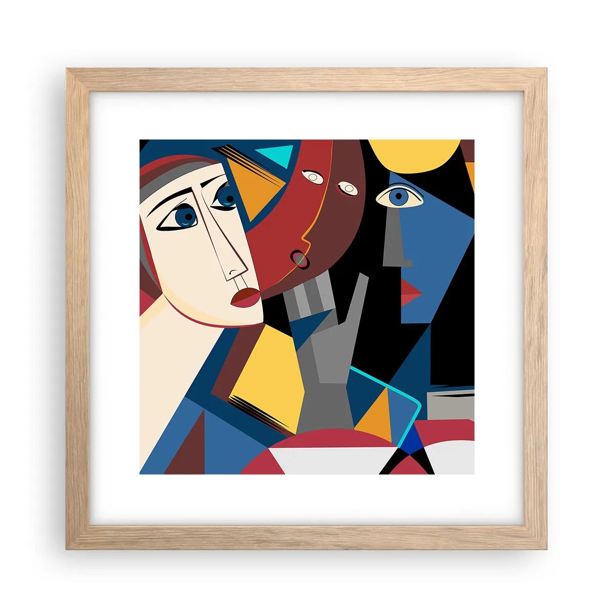 Poster in einem Rahmen aus heller Eiche - Gespräch zwischen Kubisten - 30x30 cm