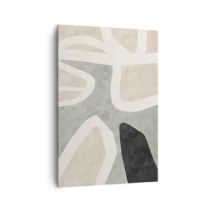Bild auf Leinwand - Leinwandbild - Abstrakte Formen in gedämpften Farben - 70x100cm - Komposition mit schwarzem Motiv - Moderne Wanddekoration für Wohnzimmer und Schlafzimmer ARTTOR