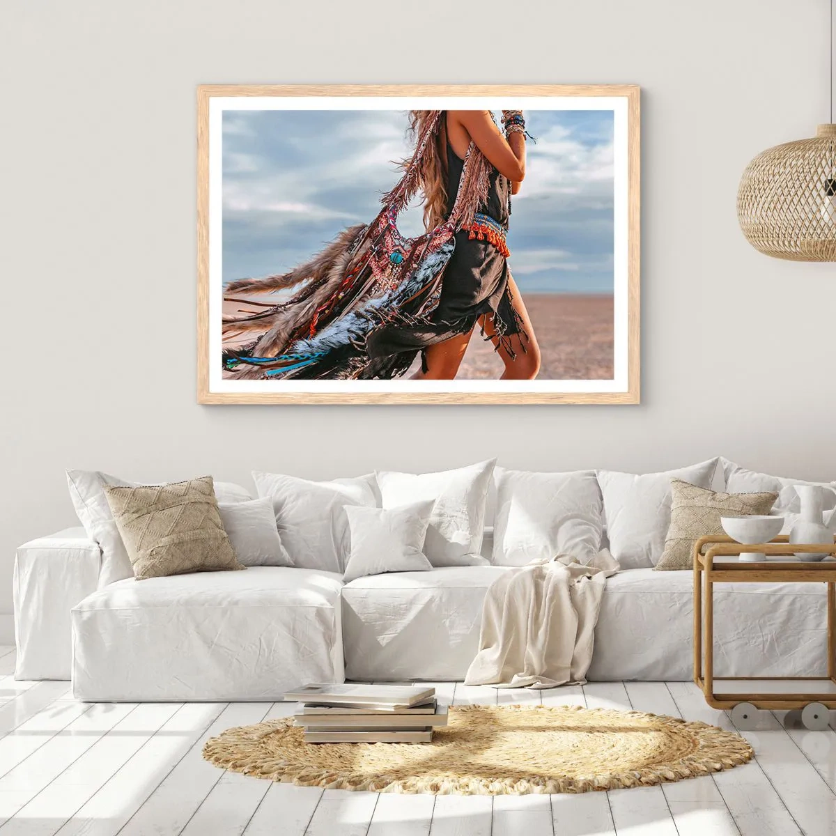 Poster in einem Rahmen aus heller Eiche - Das Mädchen des Schamanen - 100x70 cm