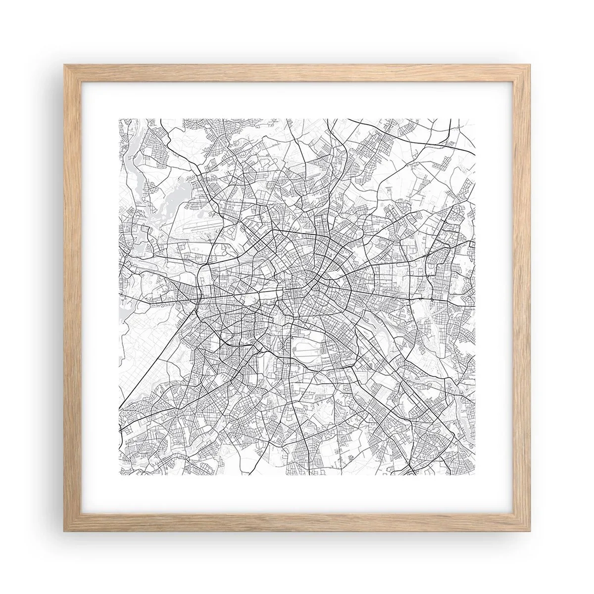 Poster in einem Rahmen aus heller Eiche - Berliner Blume - 40x40 cm