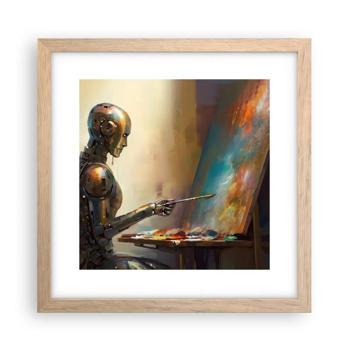 Poster in einem Rahmen aus heller Eiche - Die Kunst der Zukunft - 30x30 cm