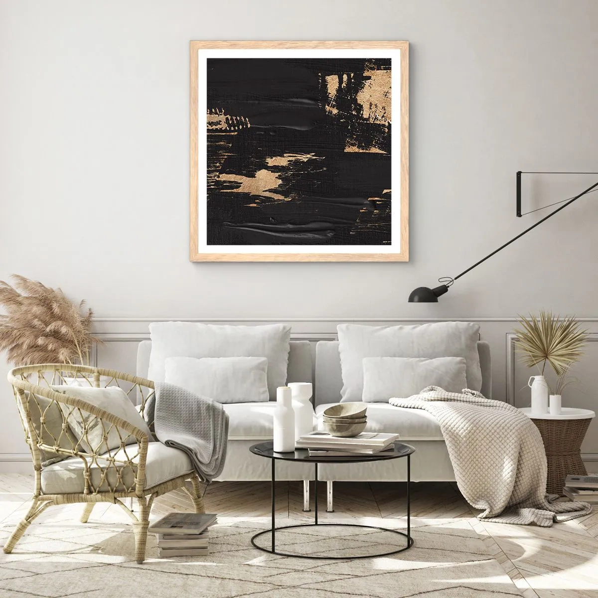 Poster in einem Rahmen aus heller Eiche - Spur einer Berührung - 50x50 cm