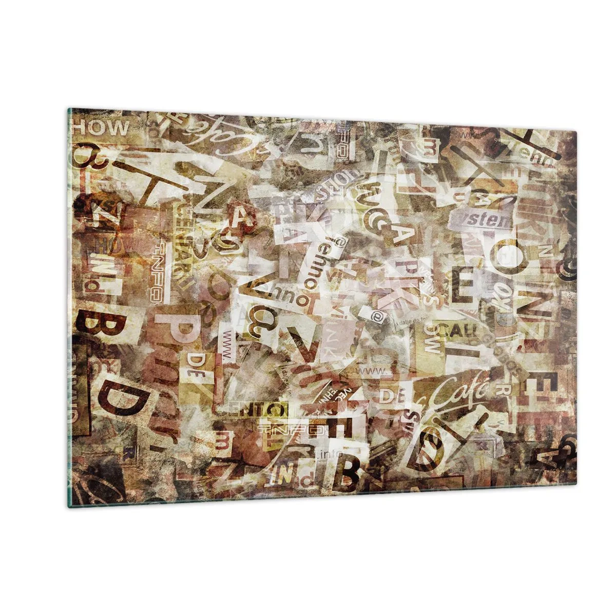 Glasbild - Bild auf glas - Vintage-Collage aus Briefen und Zeitungsausschnitten - 120x80cm - Ich vereinige das Geschwätz - Moderne Wanddekoration für Wohnzimmer und Schlafzimmer ARTTOR