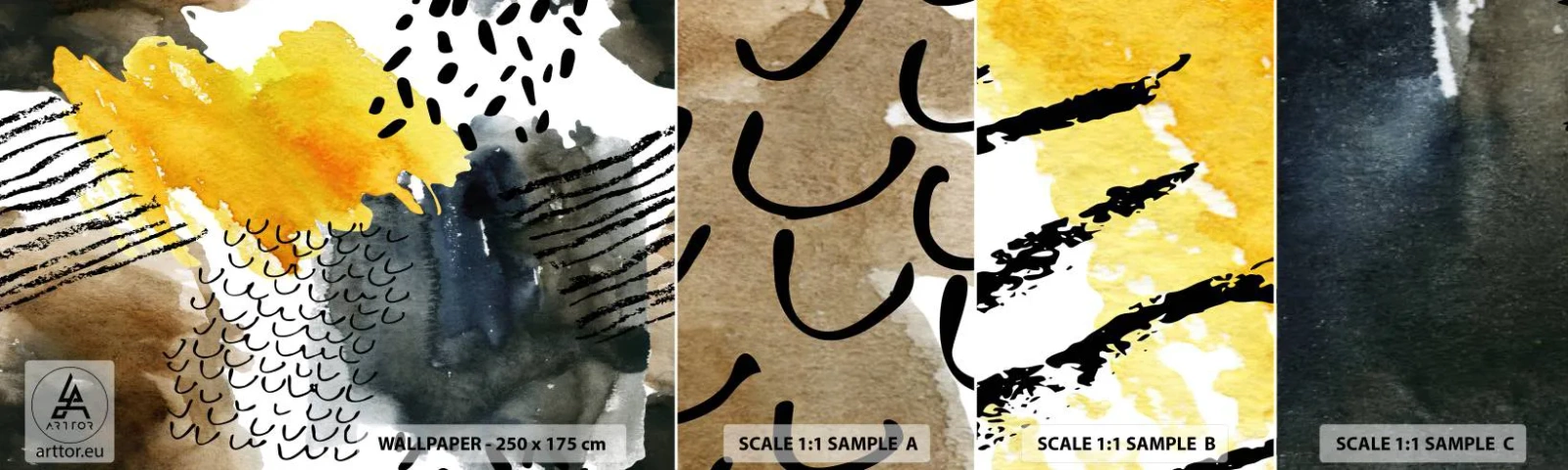 Fototapeten Muster Selbstklebend Deluxe Sticker - Ein Treffen der Elemente der Natur - Abstraktion, Stück, Moderne Kunst - 100x30 cm