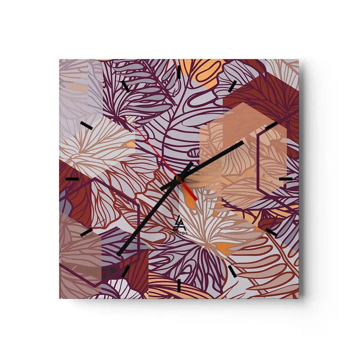 Wanduhr - Glasuhr - Unmögliche Beziehung zwischen Geometrie und Natur - 40x40 cm