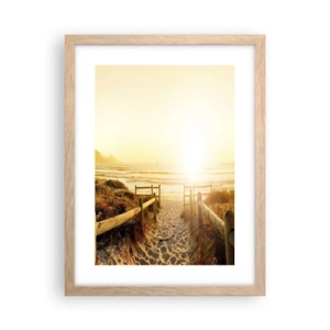 Poster in einem Rahmen aus heller Eiche - Über die Düne, der Sonne entgegen - 30x40 cm